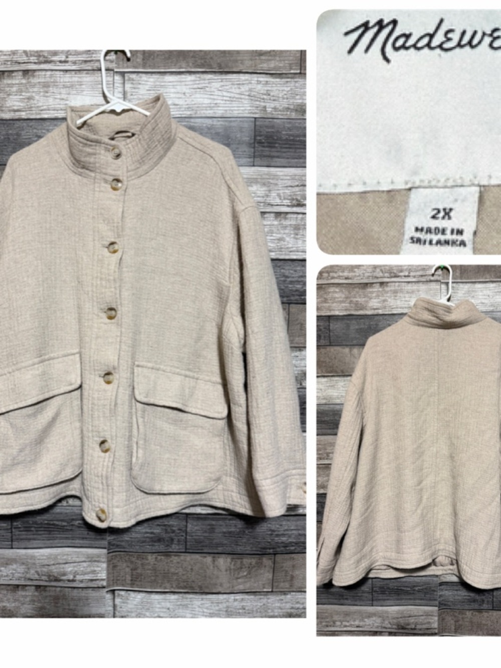 Madewell Clairmont Crop Jacket Textured Button Front Women’s 2X Wool Blend Lined
